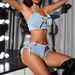 Aria Basics European And American Sexy Hot Girl Denim Shorts Dopamine Bandeau Two-piece Swimsuit Set For Women Bikini Beach Vacation_ecoleips.com