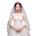 Elegant Double-Layer Wedding Veil With Comb – Sparkling Lace Trim Bridal Headpiece (60-80cm, Ivory/White)_ecoleips.com