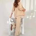 Women's Clothing Hooded Sweatshirt Two Piece Set With High Waisted Straight Leg Wide Leg Pants Delicate Trim Design_ecoleips.com