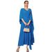 Muslim Dress Women Elegant Blue Cape-Style Middle Eastern Dress With Beaded Detailing – Dubai Banquet & Travel Outfit_ecoleips.com