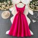 Elegant Long Dress For Evening Parties Square Neckline Fitted Waist Full Skirt_ecoleips.com
