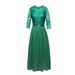 Women's Clothing Stitching Dress Round Neck Lace Long Dress Evening Dress_ecoleips.com