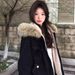 Vintage American Style Black Mountain Eagle Jacket For Women - Winter Fleece-Lined Short Coat With Hood & Detachable Rabbit Fur Collar_ecoleips.com