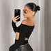 Voya Women's 2026 Spring/Summer New Collection European And American Ins Style T-shirt Irregular Slant Neck Off Shoulder Long Sleeve Top_ecoleips.com