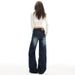 Dark Blue Straight-leg Jeans For Women, New Autumn Style, American-style Washed, Loose-fitting, Slimming, Drapey,_ecoleips.com