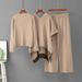Women's Fashion Trend Autumn/Winter Set Jacquard Shawl Crew Neck Sweater Wide Leg Casual Pants Three Piece Ensemble_ecoleips.com