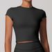 Women's Clothing Sports Yoga Clothes Women's Sanded Tight Beautiful Back Yoga Short Sleeved Running Fitness T Shirt Tops 8863_ecoleips.com