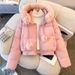 Women's Faux Fur Trim Hooded Short Puffer Jacket With Waist Tie - Lightweight Winter Coat For Casual Outfits (Black, Coffee, Beige, Khaki, Pink)_ecoleips.com