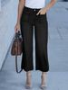 Women's Clothing Loose Slim Wide Leg Straight Pants Washed Jeans Nine Point Pants_ecoleips.com
