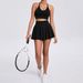 European American Outdoor Casual Sports Bra And Skirt Running Fitness Breathable Yoga Barely There Tennis Outfit_ecoleips.com