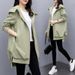 Women's Trench Coat Long Sleeve Casual Hooded Jacket Loose Fit Lightweight Windbreaker (Black, Khaki, Light Green, Beige)_ecoleips.com