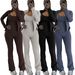 Women's Zip-Up Track Suit Set - Stylish Stand Collar Jacket & Wide-Leg Joggers, Trendy Streetwear Outfit For Casual & Sporty Look_ecoleips.com