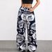 Women's High Waist Loose Casual Trousers 2025 Cross Border European Style Autumn Winter Clothing with Pockets Street Print Hot Girl Fashion_ecoleips.com