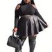Verve 2025 Fashion Sexy Solid Color PU Leather Plus Size Women's Skirt_ecoleips.com