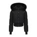 Big Fur Collar Hooded Short Cotton Clothes Women's Autumn And Winter New Waist Design Jacket_ecoleips.com