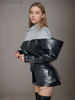 Coat Fashion PU Leather Patchwork Blazer Women's Lapel Slim Double Breasted Long Sleeves Suit Jacket Autumn New CQ02_ecoleips.com