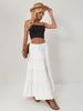 K Half Length Skirt With High Waist, Elastic Tie, Large Swing Skirt, Loose Splicing, Long Skirt For Women_ecoleips.com