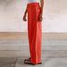 Women's Loose Fit High Waisted Stretch Jeans In Vibrant Orange-Red For Casual Street Style Versatile Styling Potential_ecoleips.com
