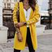Mid-Length Pocket Cardigan – Solid Color Knit Sweater For Women (XS-XXL, Khaki/Dark Green/Yellow/Grey)_ecoleips.com