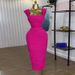 Women's Clothing Square-Neck Crop Top & Bodycon Skirt Set – Summer Elegance (Breathable Polyester, Sweetheart Silhouette, Waist-Defining Pleats)_ecoleips.com