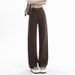 American Retro-style Coffee-colored Wide-leg Jeans For Women, New Autumn 2025 Collection, High-waisted Straight-leg_ecoleips.com