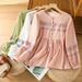 Women's Retro Shirt Round Neck Pullover With Lantern Sleeves Artistic Reducing Temperament Casual Elegant Fashion Blouse For Spring/Autumn Summer_ecoleips.com