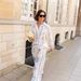 Women's Clothing Printed Linen Casual Versatile Shirt Cardigan Trousers_ecoleips.com