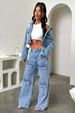 Women's Clothing Fashion Retro Pocket Washed Straight Workwear Jeans Joint Wide Leg Casual Jeans_ecoleips.com