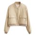 Autumn Women's Fashion: French Short Jacket With Large Pockets, Pilot-Style Outerwear For Women_ecoleips.com