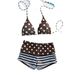 Women's Retro Polka Dot Bikini Halter Neck Tie Color Block Swimwear Beach Vacation Style Set_ecoleips.com