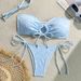 Women's Clothing Bikini Solid Color Towel Fabric White Sexy Rope Ladies Split Swimsuit_ecoleips.com