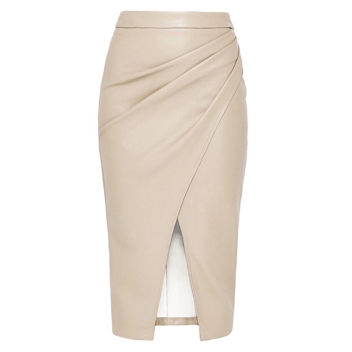 Women's PU Split Skirt High Waist Zipper Pile Pleated Leather Skirt Sexy Hip Skirt_ecoleips.com