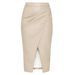 Women's PU Split Skirt High Waist Zipper Pile Pleated Leather Skirt Sexy Hip Skirt_ecoleips.com