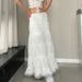 Winter Fashion Women's Square Neck Tie Up Lace Vest And Ruffle Skirt Set European American Export Style 2024 Spliced_ecoleips.com