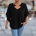 2025 Summer New Loose-Fit Korean Style Solid Color Short-Sleeve V-Neck T-Shirt For Women, Loose And Comfortable_ecoleips.com