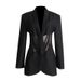 Women's V-Net Sheer Blazer – Chic & Edgy (Oversized Fit, Mesh Detail, Fashion-Forward Statement Piece)_ecoleips.com