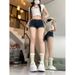 2025s Summer Plus Size Fat MM Denim Shorts For Women, Ultra Low Waist, Cropped, Stretchy, Slim Fit, Hip-Hugging, Millennial_ecoleips.com