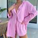 Women's Clothing sexy two-piece suit for women beach sunscreen shirt shorts suit_ecoleips.com