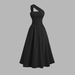 Women's Clothing Sexy Off-Shoulder Sleeveless Sleek & Stylish Dress Fashion Pleated A-Line Waist Fashion_ecoleips.com
