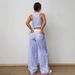 Women's Clothing Ready Stock Summer Elegant Striped Sleeveless V Neck Vest + Waist Contrast Color Trousers Two Piece Set_ecoleips.com