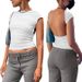 Aria Basics Aria Basics 2024 New European And American Fashion Backless Short-Sleeve T-Shirt, Sexy Stretchy Women's Top, Slim Fit, Round Neck_ecoleips.com