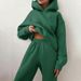 Women's Clothing Velvet Hooded Sweatshirt Leggings Set Autumn Winter Casual Fashion Thickened Solid Color Sports Suit_ecoleips.com