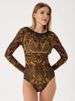K Sexy Mesh One-piece Swimsuit With Positioning Print; No Glasses Or Other Accessories_ecoleips.com