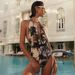 Women's Clothing Swimsuit New Style Deep V Halter Neck Retro Print One Piece Swimsuit Suit Female_ecoleips.com