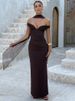 Mozision Scarf Collar Off-shoulder Sexy Maxi Dress Women Gown Fashion With Sleeve Strapless Backless Club Party Long Dresses_ecoleips.com