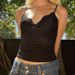 Women's Lace Trimmed V Neck Bow Solid Color Camisole Sexy Low Cut Slim Fit Short Tank Top_ecoleips.com