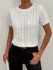Summer New Women's White Ribbed Knit Sweater round Neck Short Sleeve Pullover Elegant And Stylish European American Style_ecoleips.com