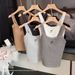Summer Strapless Base Gray Camisole Top Vest Women With Chest Pads, Suitable For Inner And Outer Wear, Hot Girl Pure_ecoleips.com