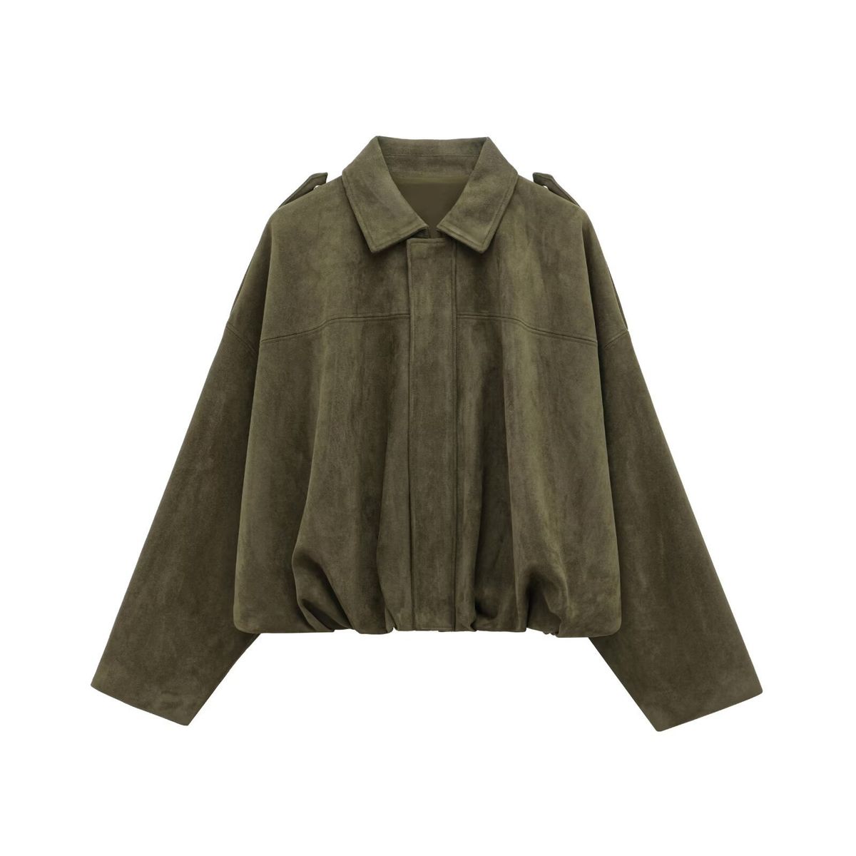 Oversized Bomber Jacket – Batwing Sleeves & Soft Suede-Like Texture (S-L) – Streetwear Zip-Up Coat For Women_ecoleips.com