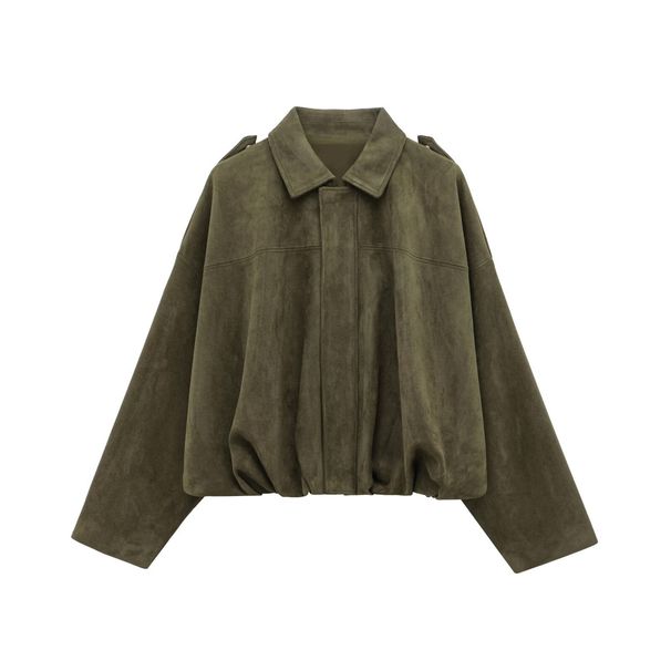 Oversized Bomber Jacket – Batwing Sleeves & Soft Suede-Like Texture (S-L) – Streetwear Zip-Up Coat For Women_ecoleips.com